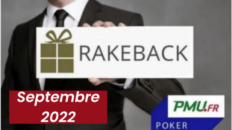 La promotion rakeback de septembre 2022 sur PMU Poker !