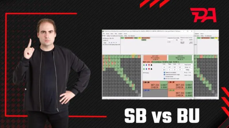 SB vs BU en pot 3bet, Freudinou vous explique tout ! Board : 8h 5h 3d