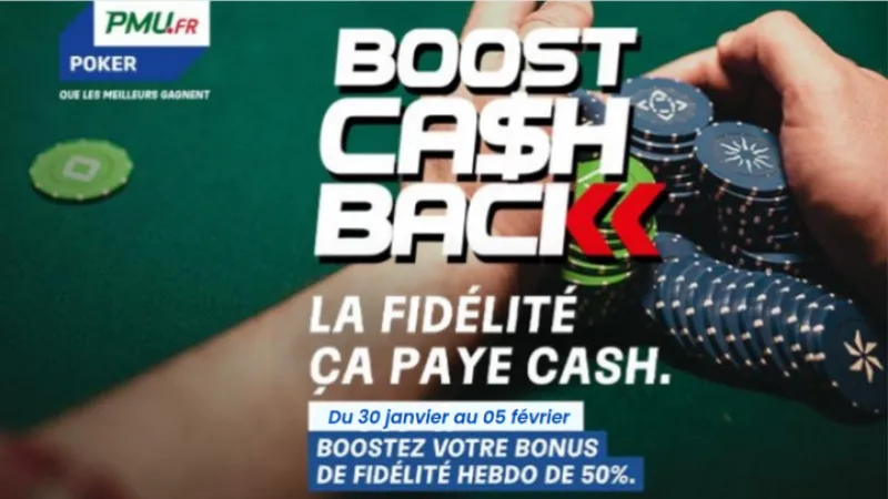 L'opération "Boost ca$hback" revient sur PMU Poker ! 