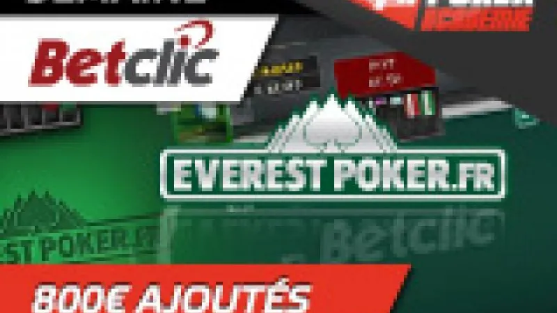 Semaine Everest-Betclic Poker avec 800€ ajoutés